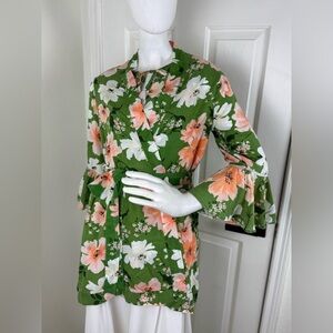 Gilligan and O'Malley Plush Multi-Colored Floral Belted SHORT Robe SZ XS. A33